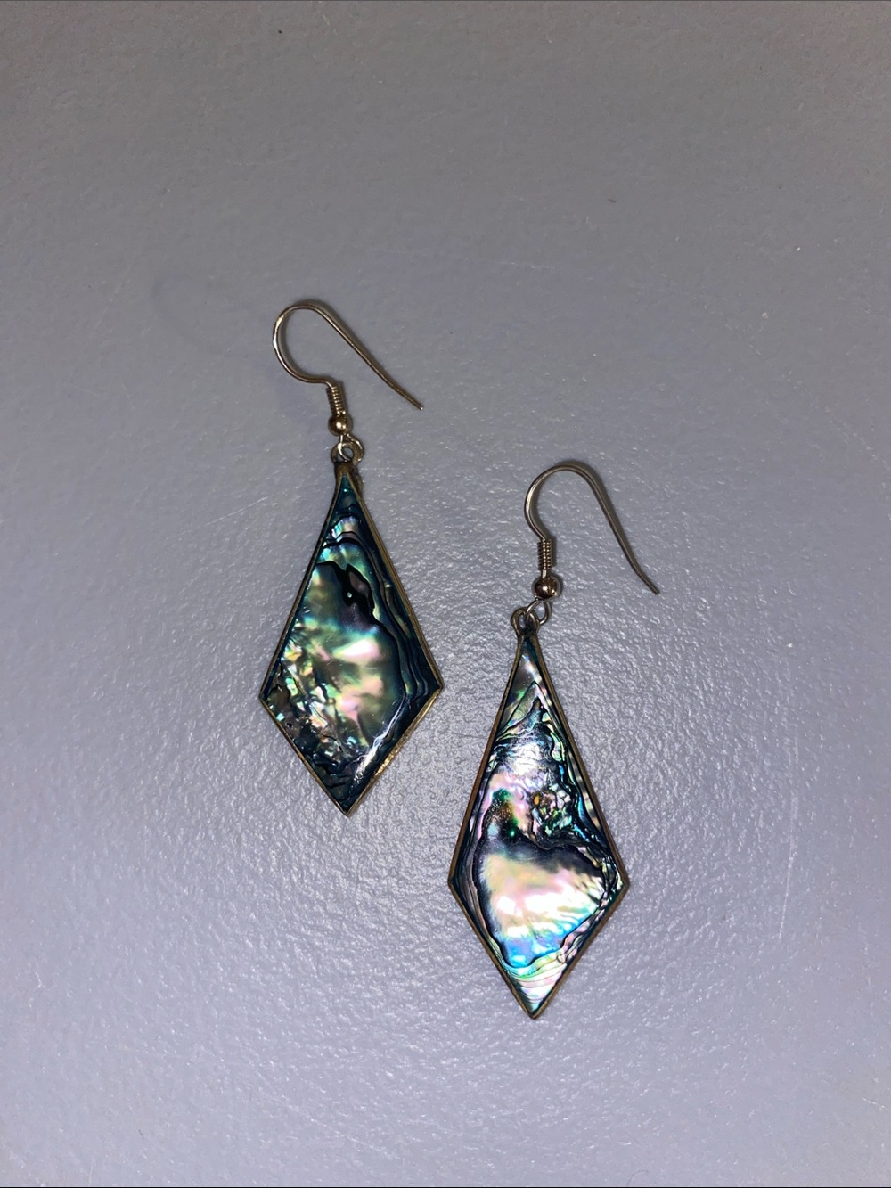 Alpaca Mexico Silver Abalone Shell Drop Earrings - Iridescent Green Blue